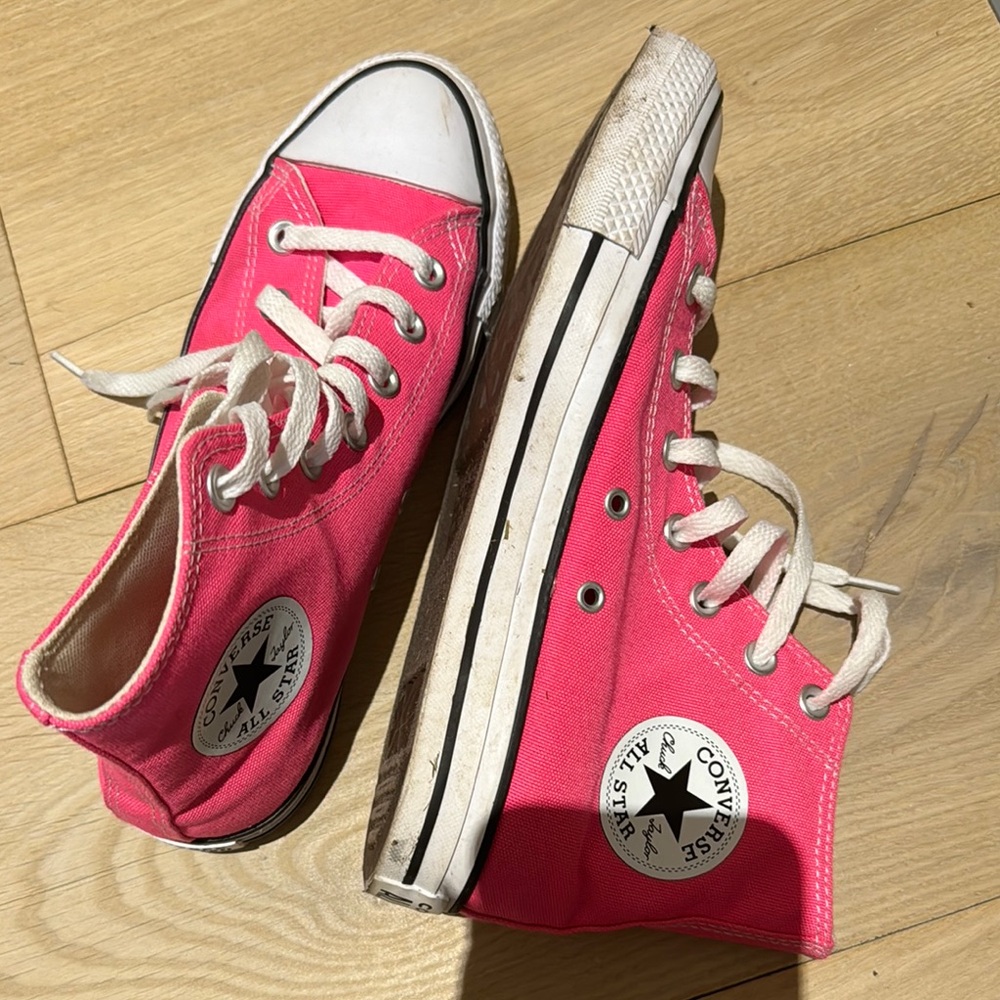 Converse Neon Pink Canvas High-Tops - Women’s size 8
